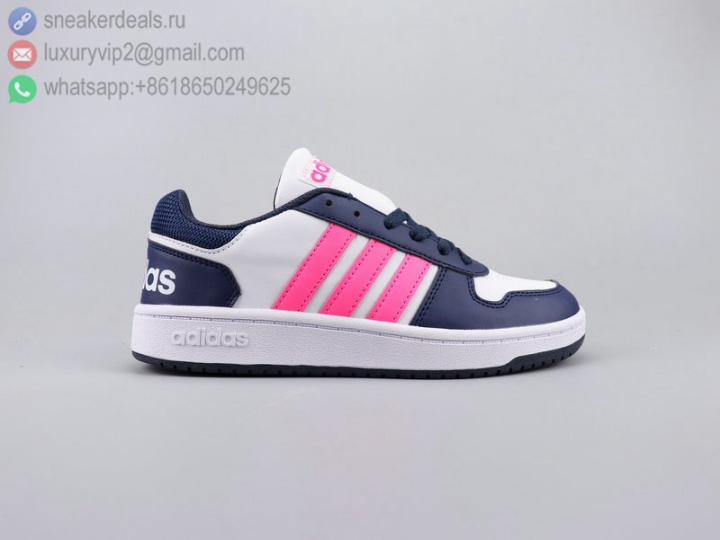 ADIDAS NEO HOOPS 2.0 BLUE PINK LEATHER UNISEX SKATE SHOES